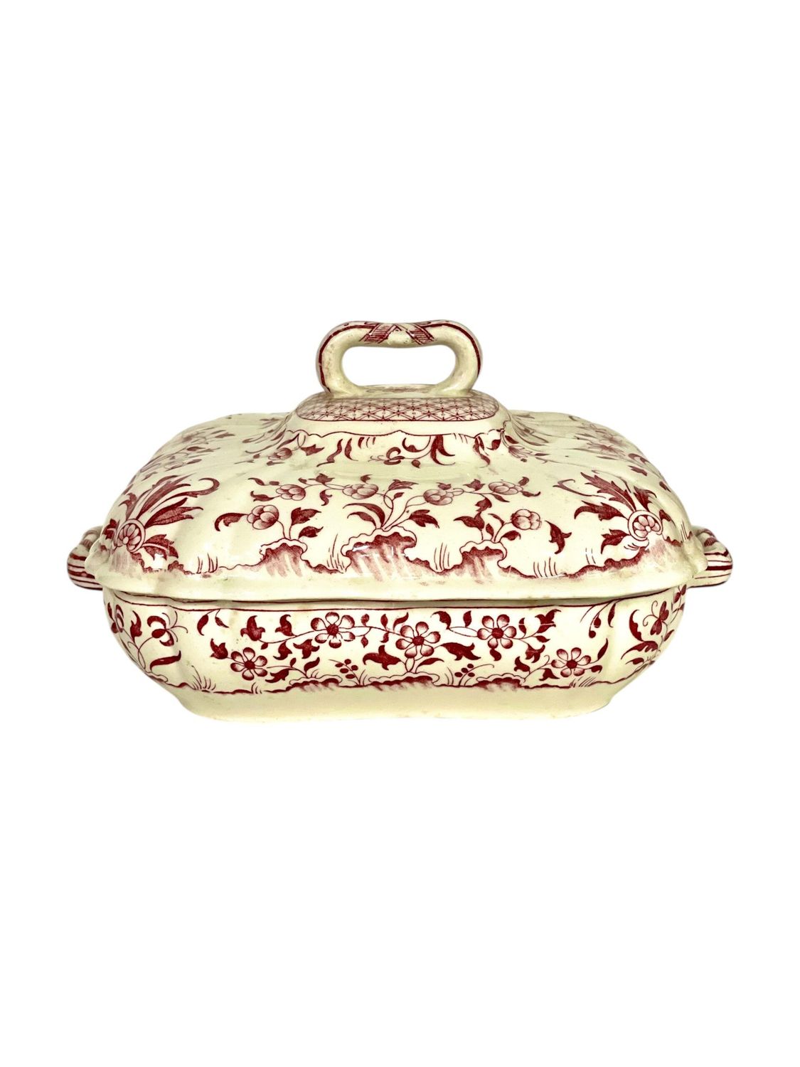 Légumier ancien à couvercle de Minton, modèle Montrose, XIXe siècle