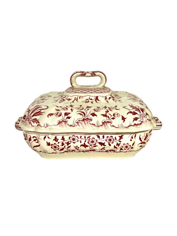 Antique Minton’s Lidded Vegetable Dish in Montrose Pattern, 19th Century
