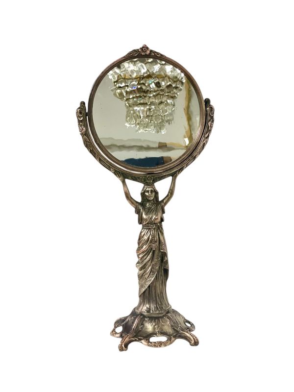 Miroir Psyché de table en bronze argenté du XIXe siècle