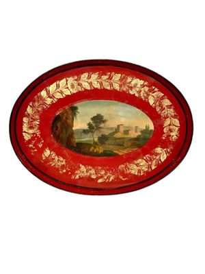 19th Century Large Hand-Painted and Gilded Tole Tray