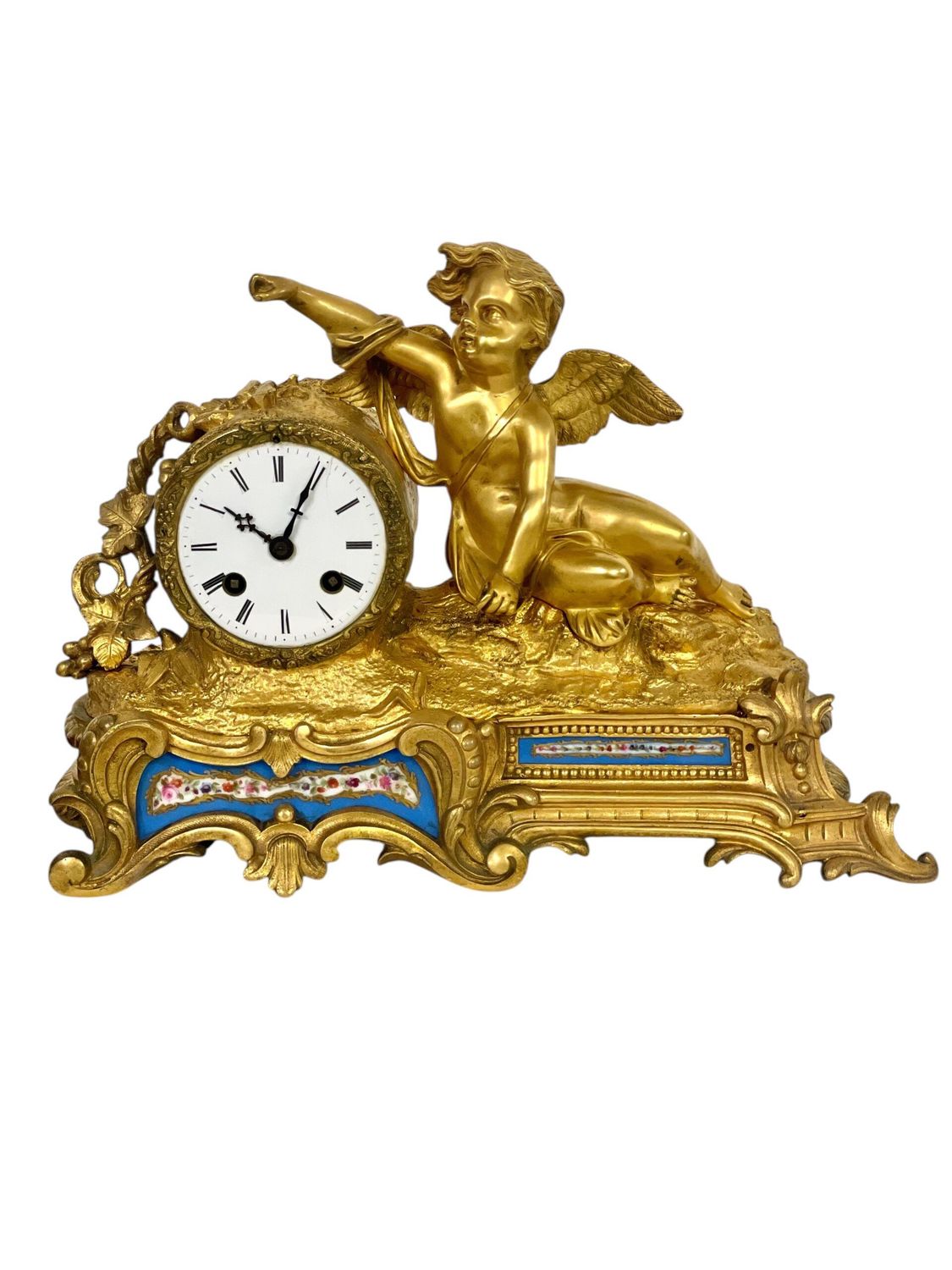 Pendule en bronze doré et porcelaine du XIXe siècle par « Miroy Frères »