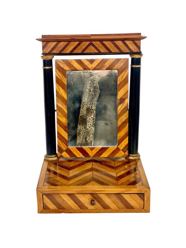 Miroir Psyché de table du XIXe siècle avec tiroir et verre basculant