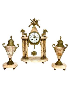 19th Century Large Marble and Ormolu Clock Garniture