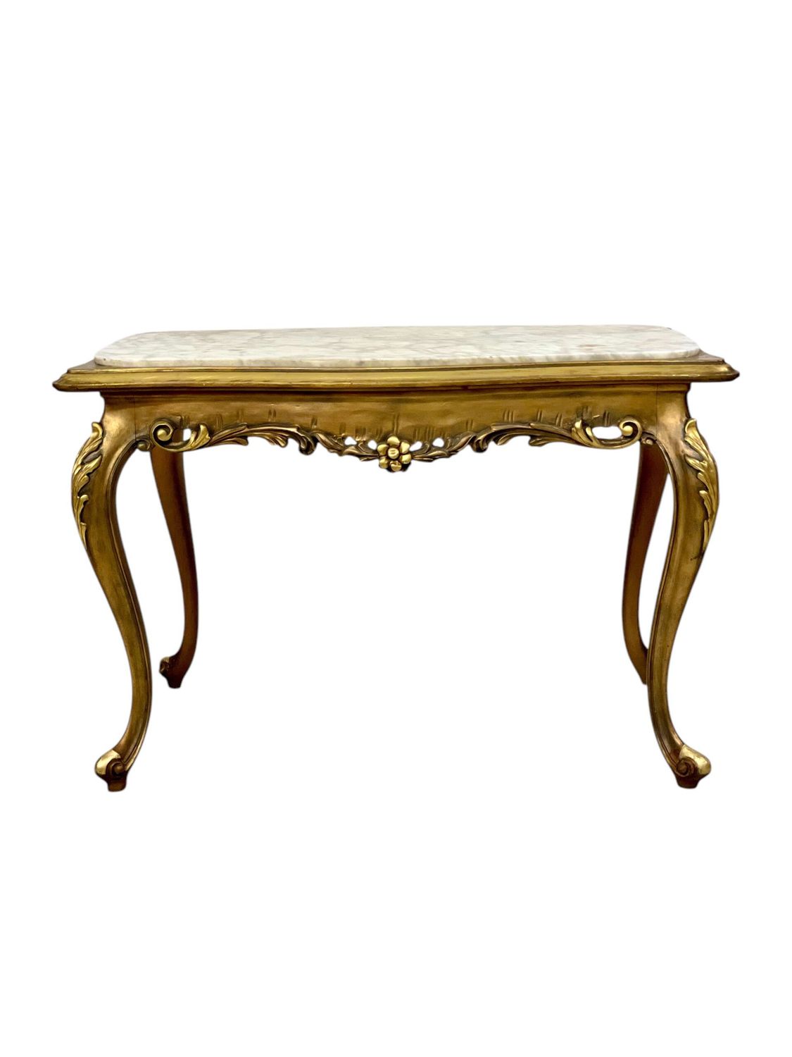 20th Century Louis XV Style Giltwood and Marble Top Coffee Table