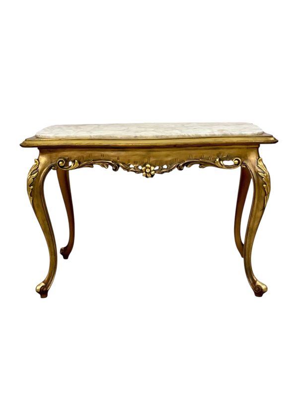 20th Century Louis XV Style Giltwood and Marble Top Coffee Table
