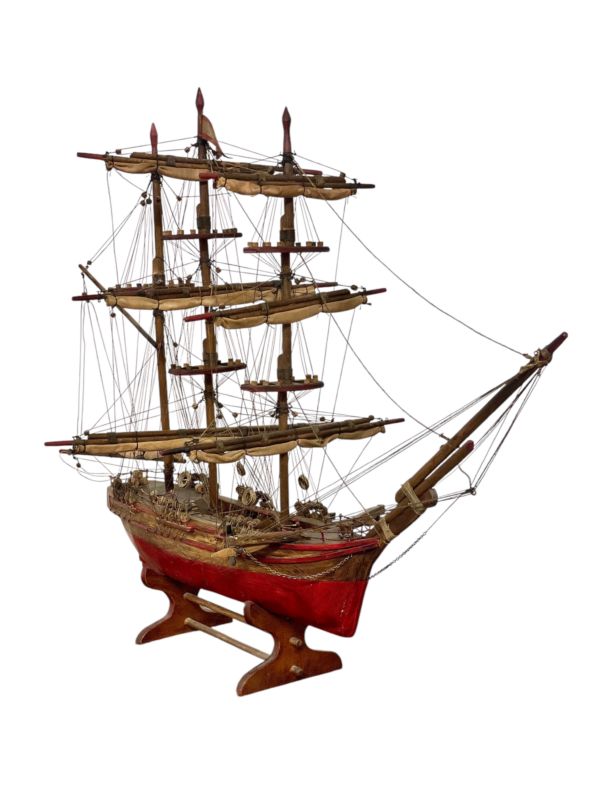 19th Century Three-Masted Sailboat Model