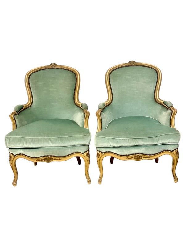 Pair of Walnut Bergere Armchairs, France 19th Century