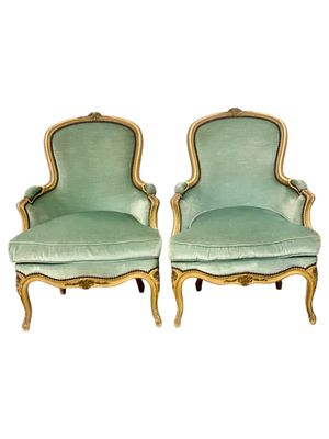 Pair of Walnut Bergere Armchairs, France 19th Century