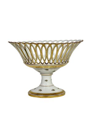 Centre de table en porcelaine de Paris blanche et or, XIXe siècle
