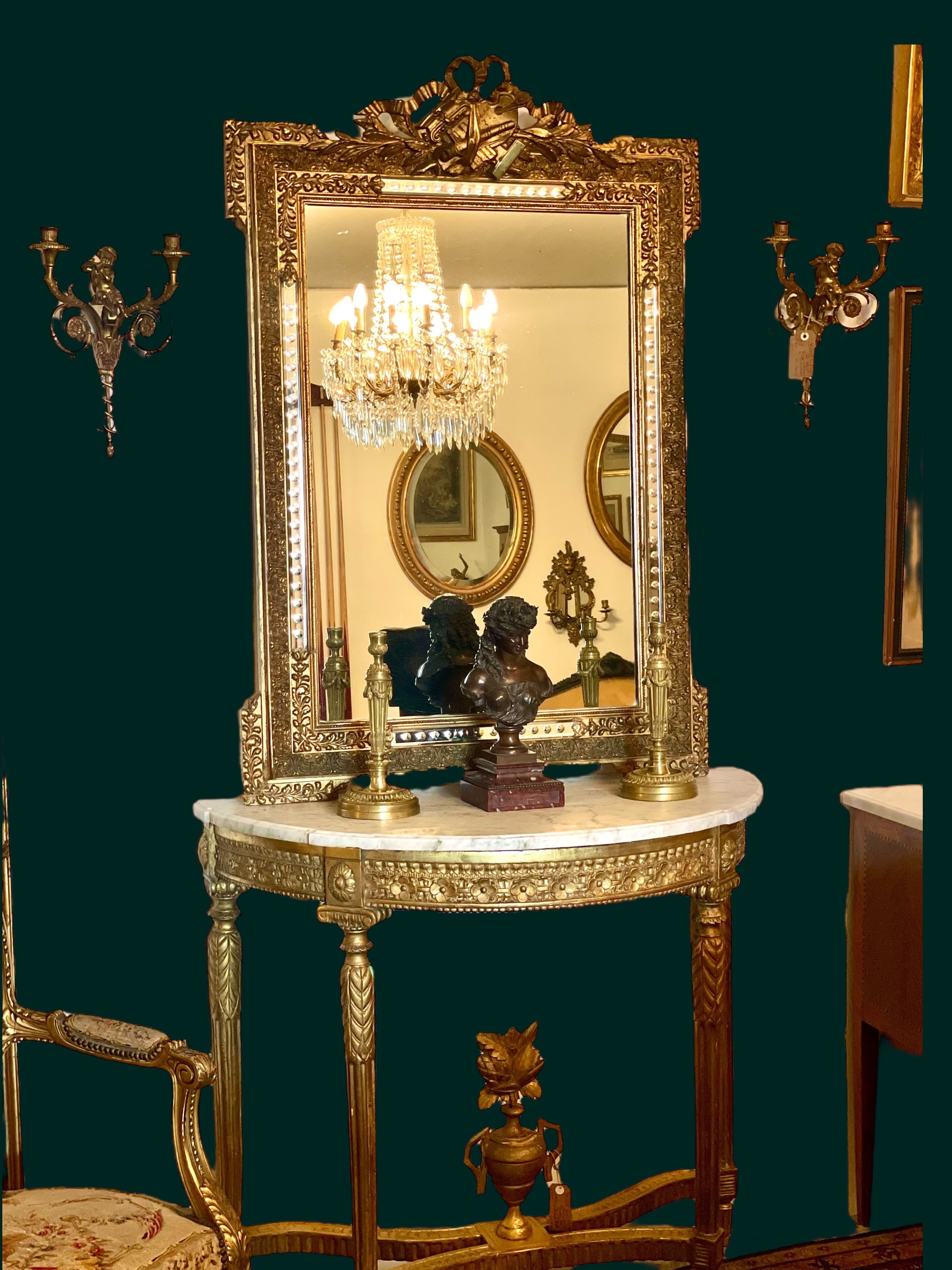 Buste en Bronze du XIXe siècle par Mathurin Moreau sur Socle en Marbre Griotte