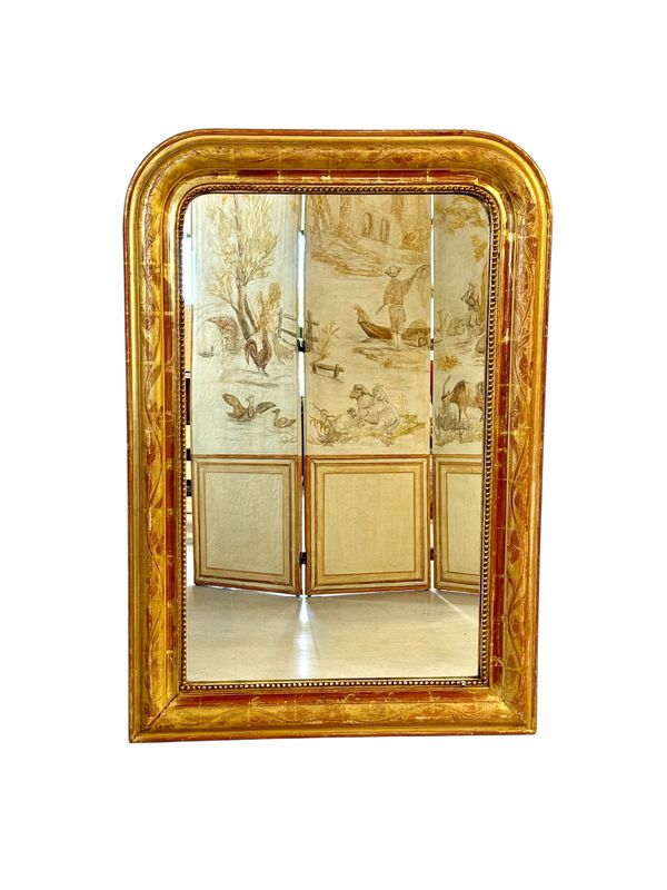 19th Century Louis Philippe Giltwood Mirror with Floral Details