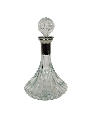 Grande carafe à couvercle en cristal et plaqué argent du XXe siècle