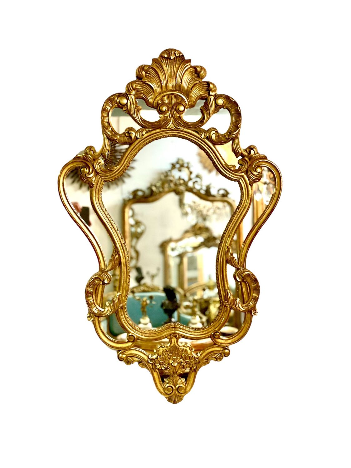 Large Gilt Wall Mirror with Parecloses