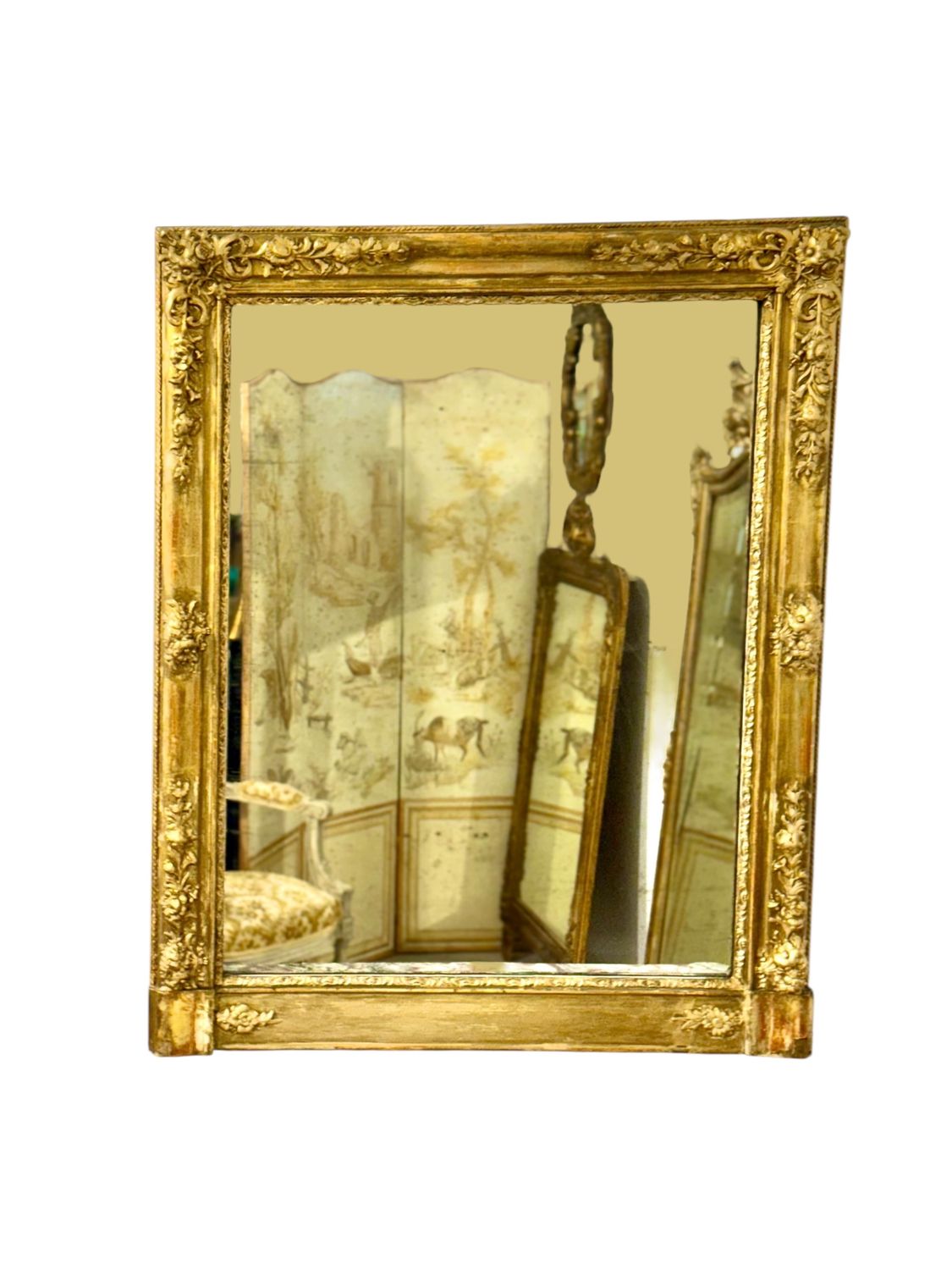 Miroir de Console Néoclassique Louis XVI en bois doré du XIXe siècle