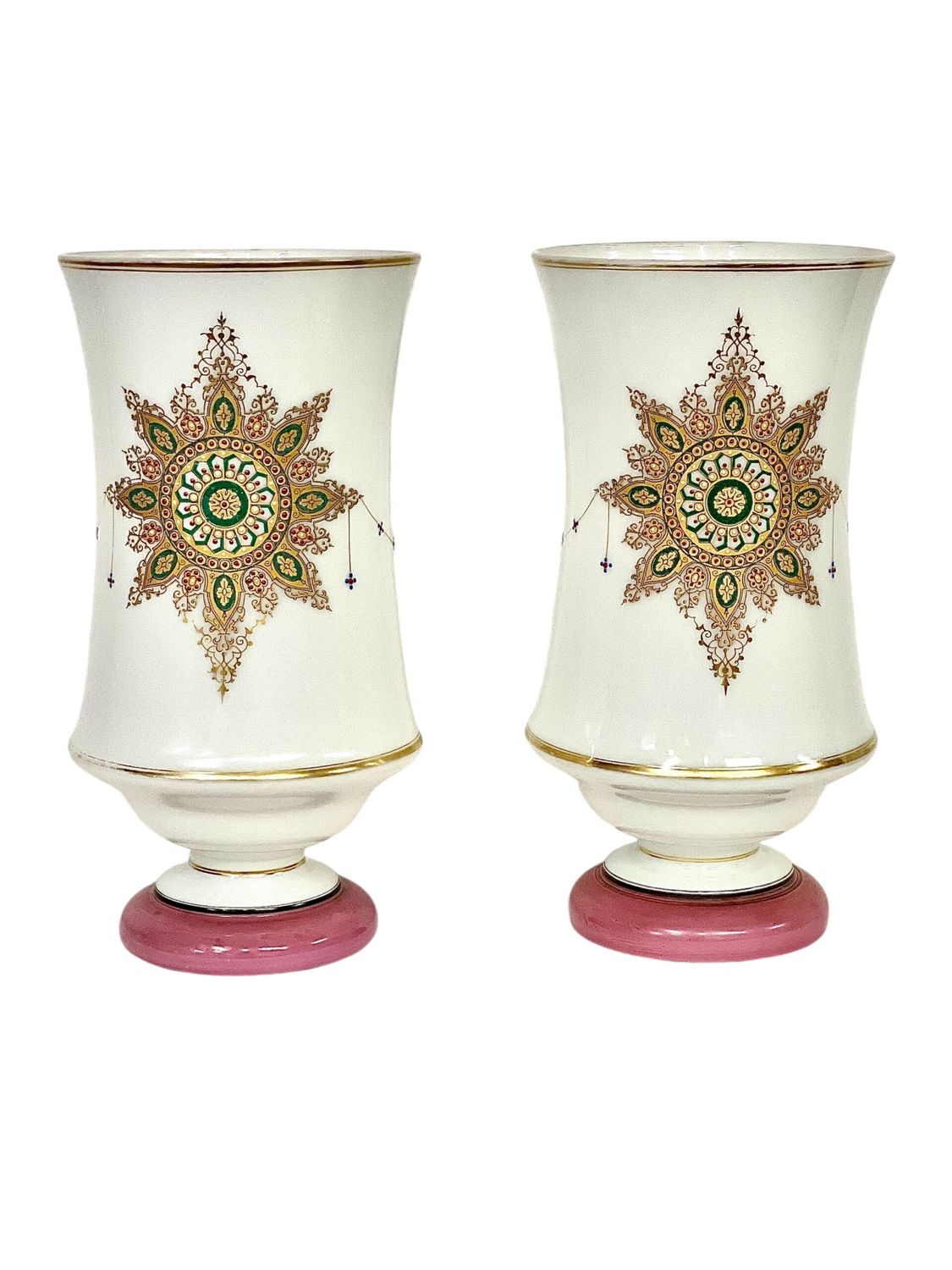 19th Century Pair of Tall Opaline Vases
