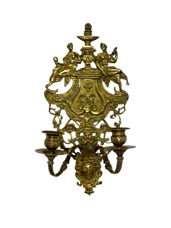 Applique murale en bronze doré du XIXe siècle à figures allégoriques