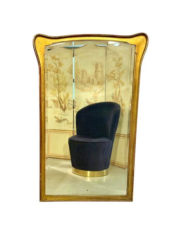 Miroir en bois doré de la fin du XIXe siècle avec verre au mercure biseauté