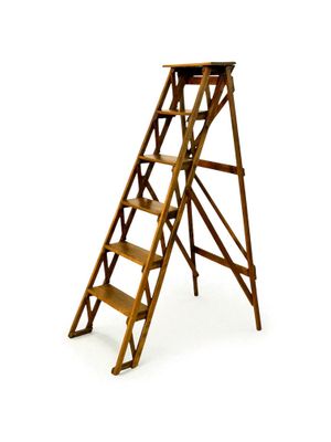 Escabeau de bibliothèque pliant français du XIXe siècle en noyer