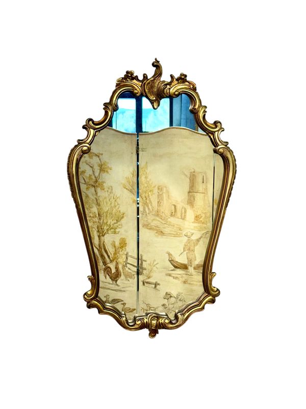 Miroir mural rococo en bois doré de style Louis XV, XXe siècle