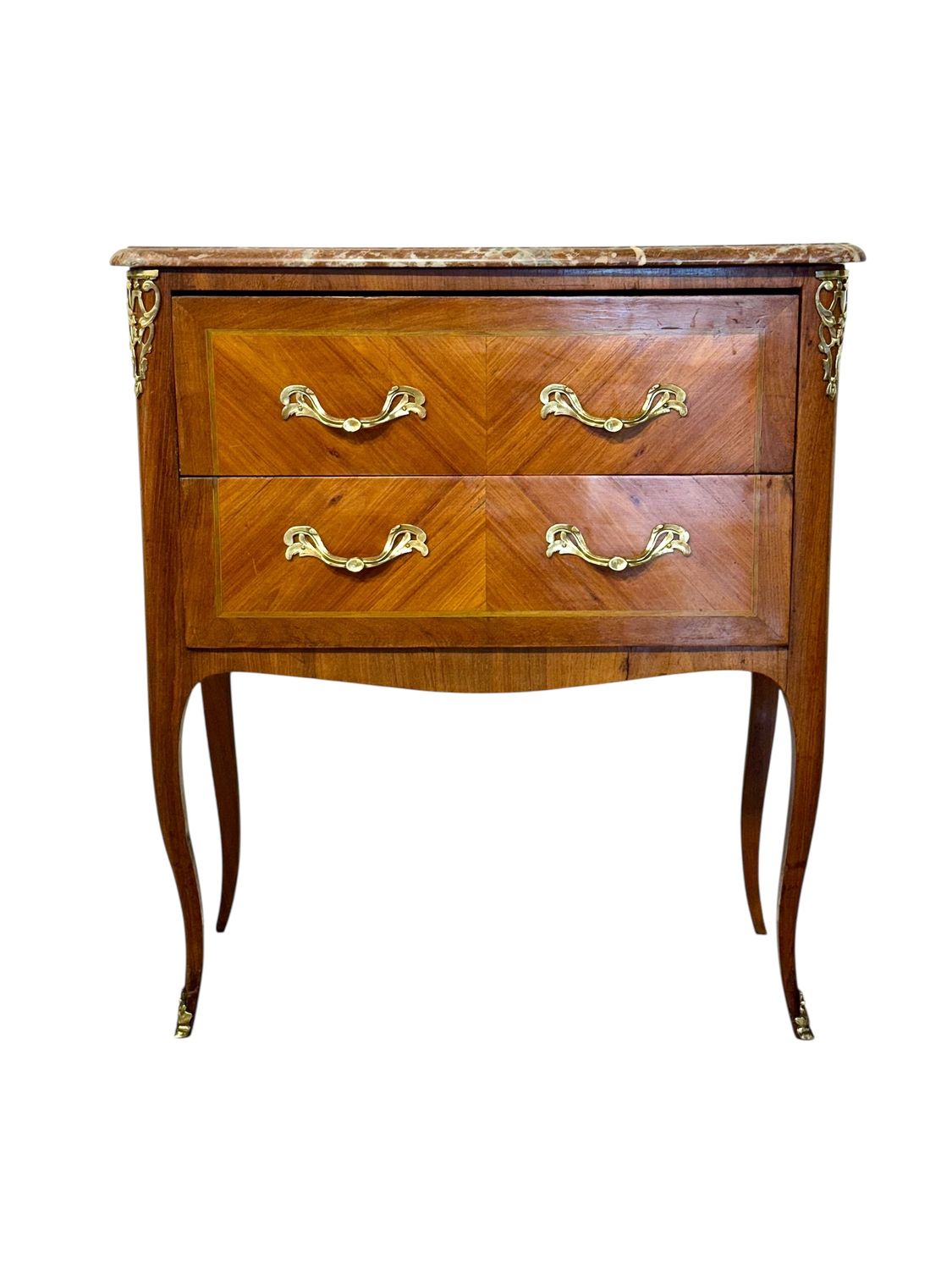 Commode Sauteuse Louis XV Transition avec Plateau en Marbre, France, Fin 18ème Siècle