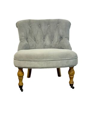 19th Century Button-Tufted Slipper Chair with Turned Beech Legs