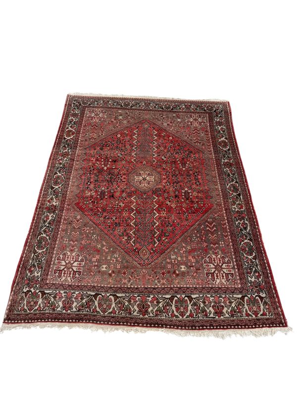 Antique Persian Heriz Rug in Red and Grey Tones, Handwoven Wool