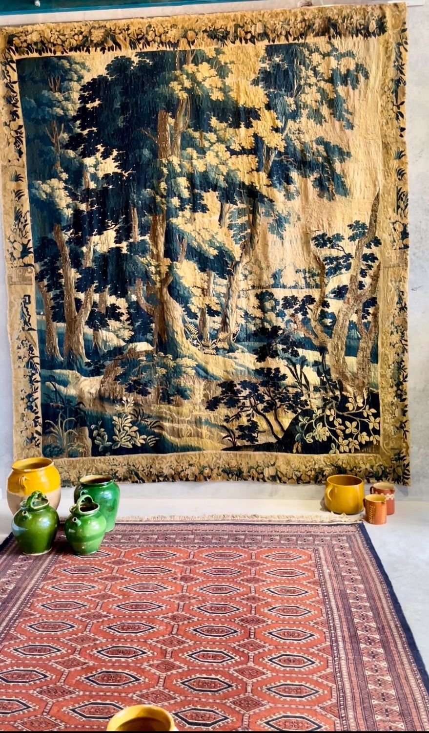 Tapisserie Murale Tissée Main Vintage Années 70 - Jute, Laine - 30 X 14 Pouces - Art Mural