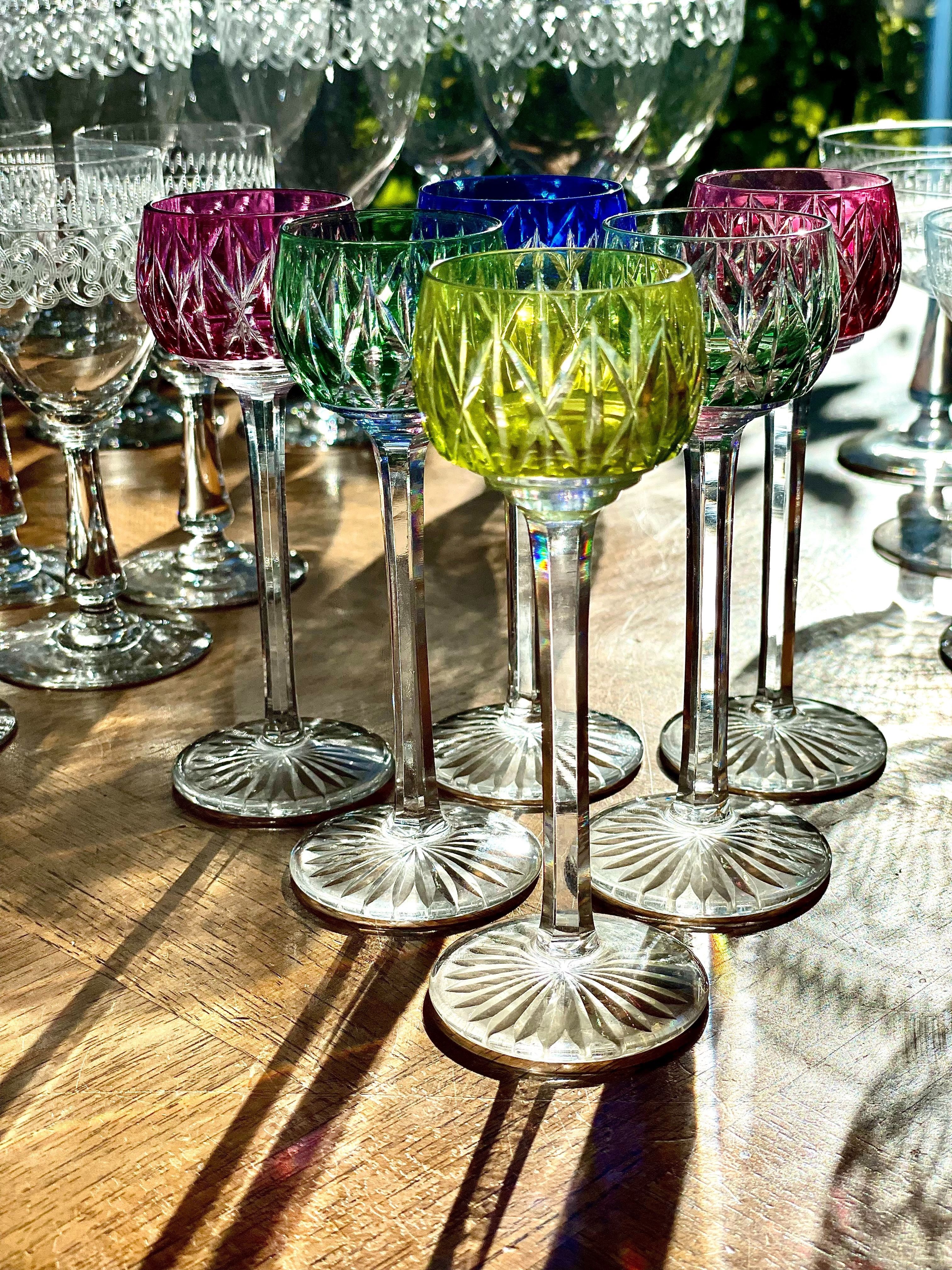 Set de 6 verres à liqueur en cristal de Saint-Louis, France, milieu du XXe siècle