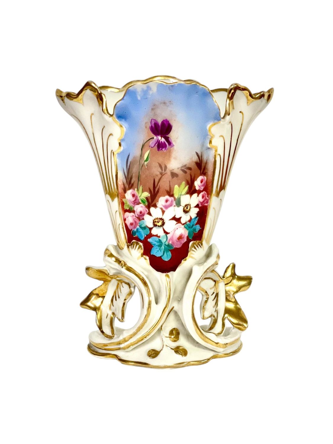 Vase de mariage en Porcelaine de Paris du XIXe siècle