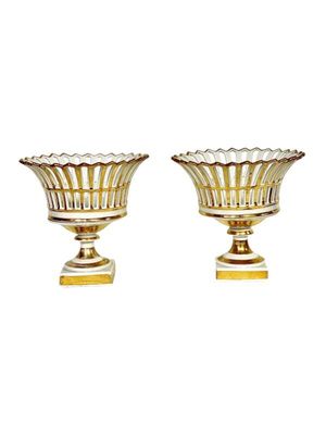 Paire de paniers Empire en Porcelaine ancienne de Paris