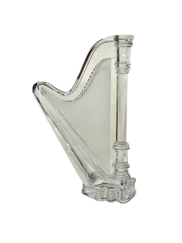 Grande sculpture de harpe en cristal clair