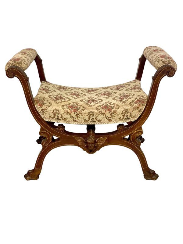 Tabouret curule de style Empire avec assise rembourrée