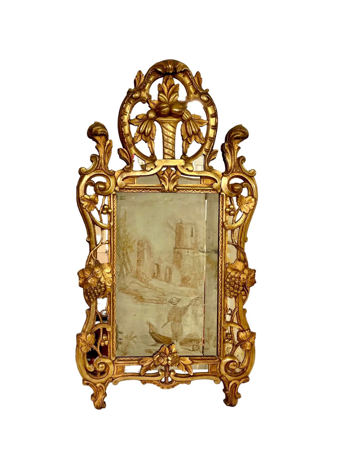 Miroir de cheminée Régence en bois doré du XIXe siècle