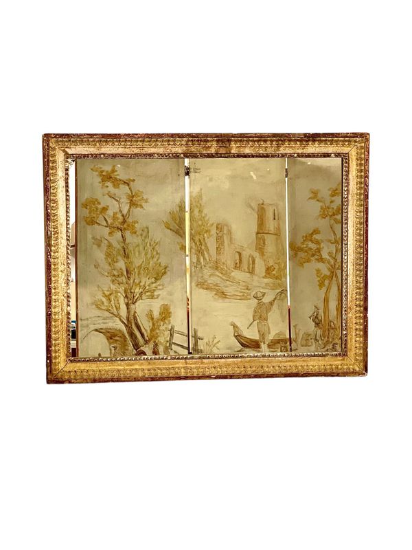 Miroir rectangulaire en bois doré d'époque Louis XVI