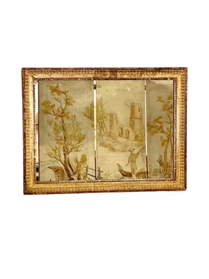 Miroir rectangulaire en bois doré d'époque Louis XVI