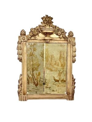 Miroir laqué gris Louis XVI du XIXe siècle