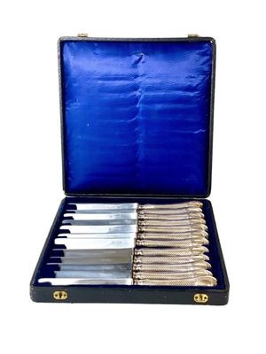 19th Century Set of Twelve Antique Sterling Silver 'Entremet' Knives