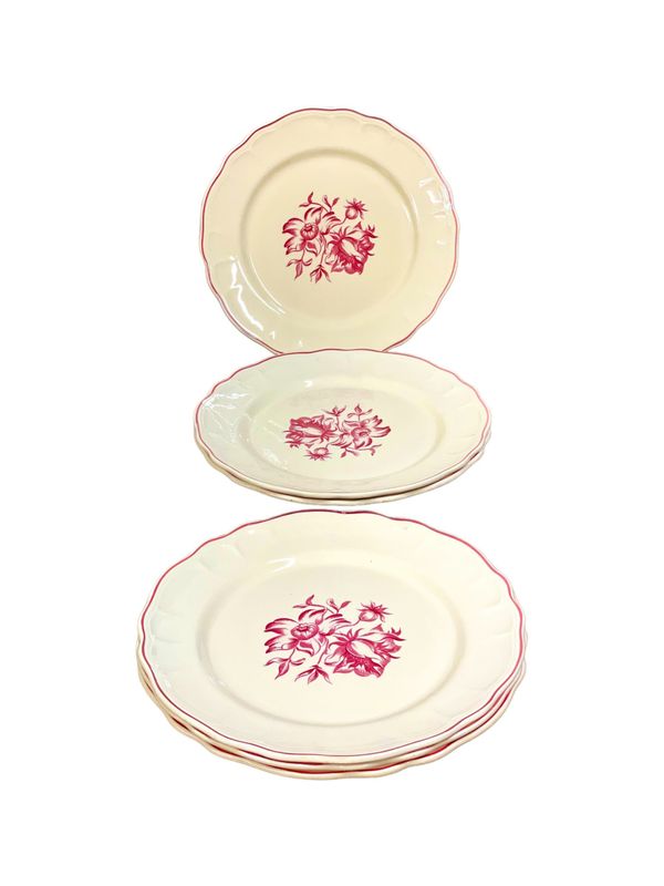 Set of Six Vintage Creamware Plates