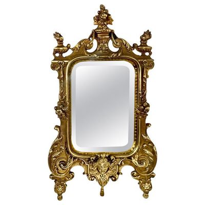 Miroir de courtoisie rococo en bronze doré