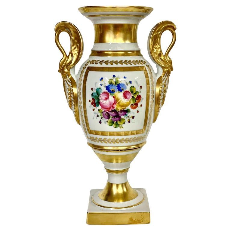 French Limoges Porcelain Gilded Baluster Vase