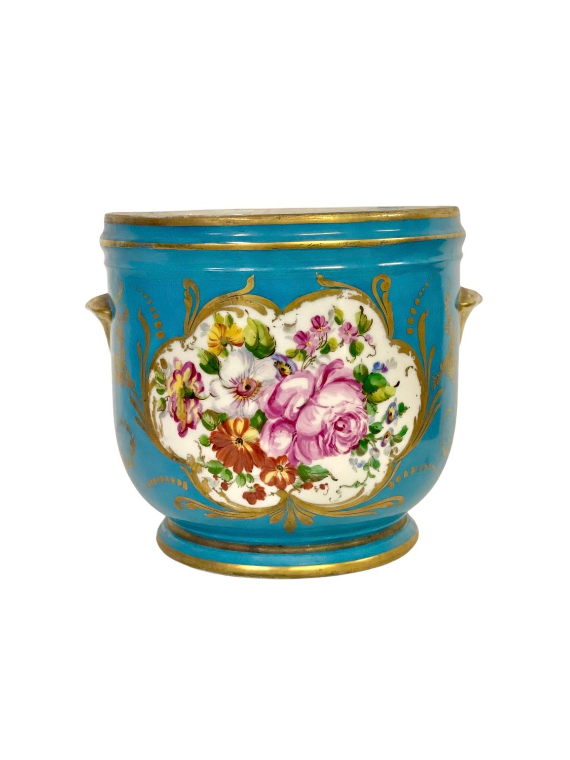 19th Century Limoges Porcelain Cache Pot in a Sèvres Style