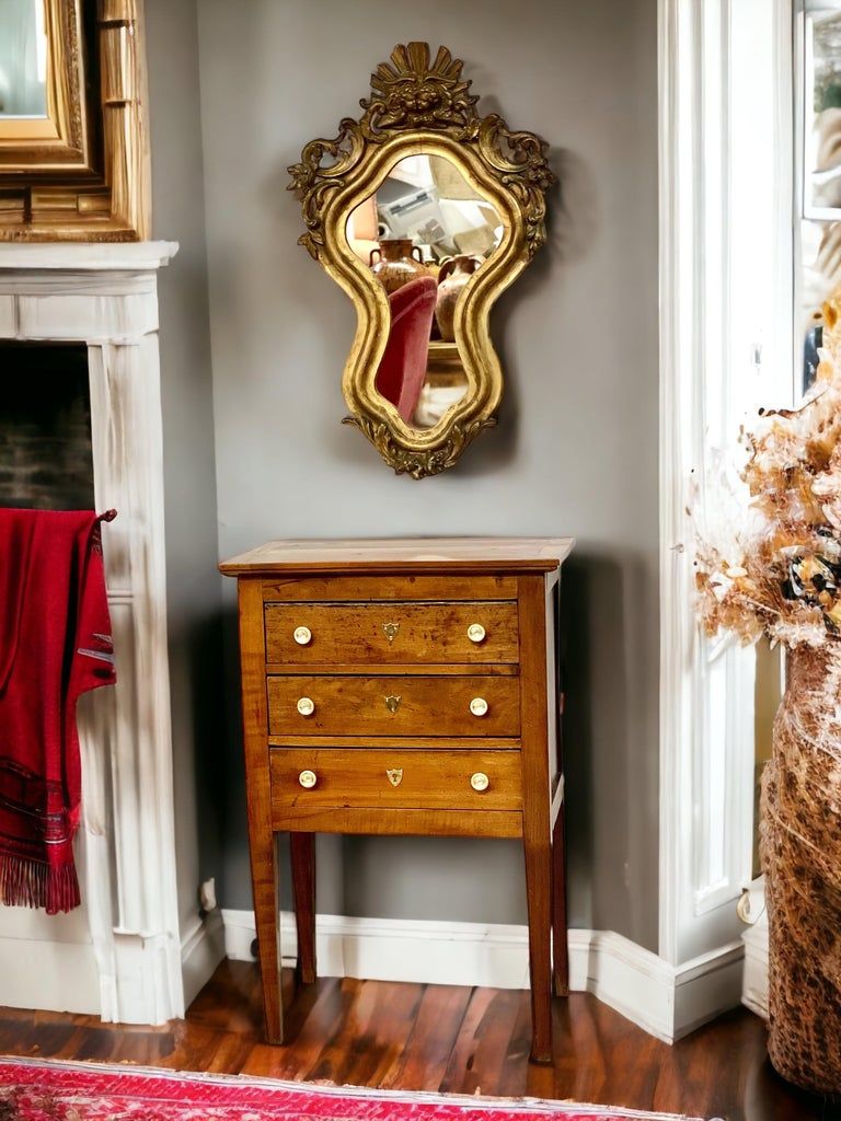 Miroir mural rococo en bois doré du XIXe siècle