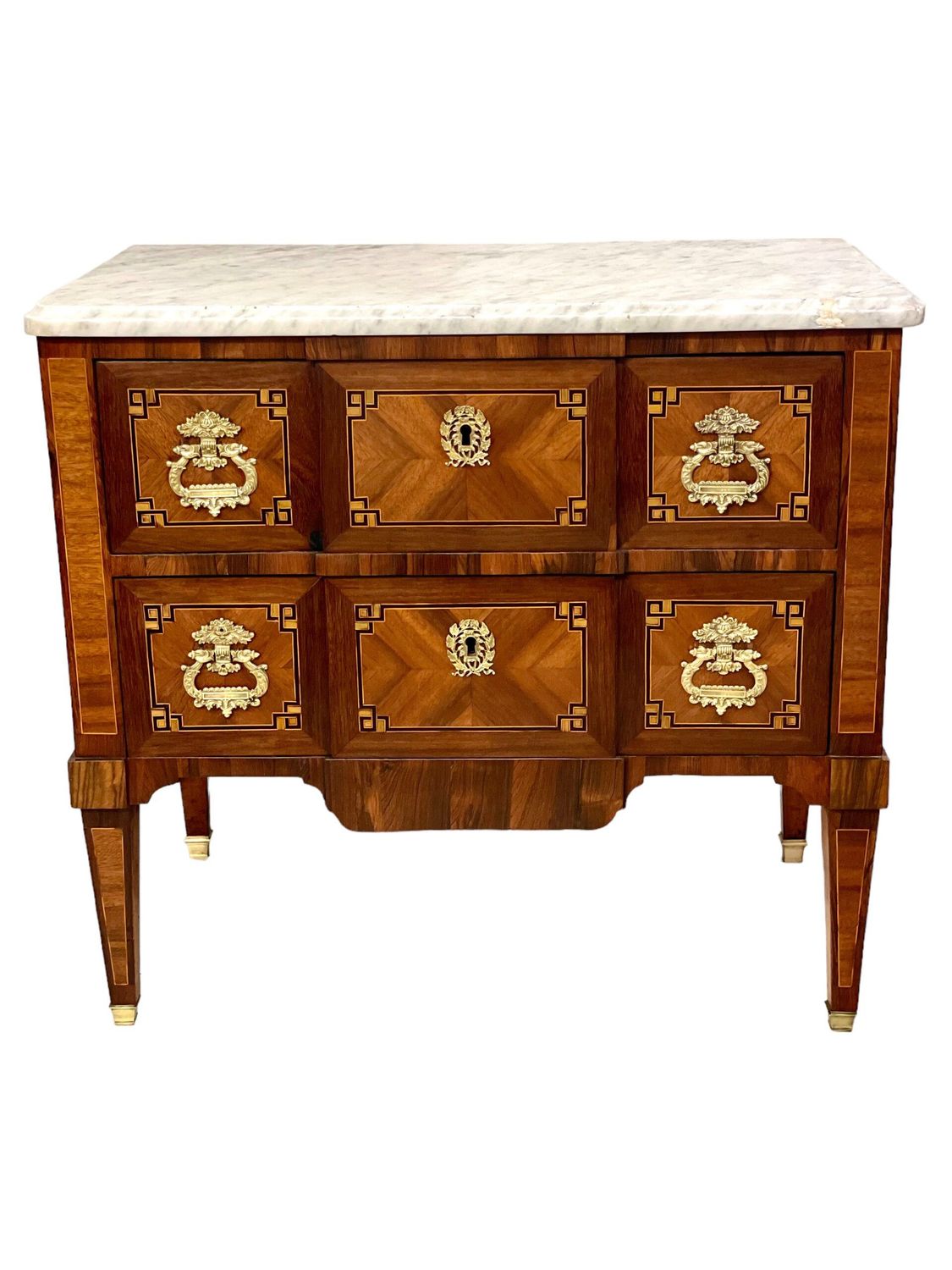 Commode Louis XVI en marqueterie, France XVIIIe siècle