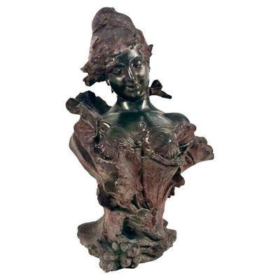 Buste Art nouveau français « Fraises au Champagne » par Alfred Jean Foretay