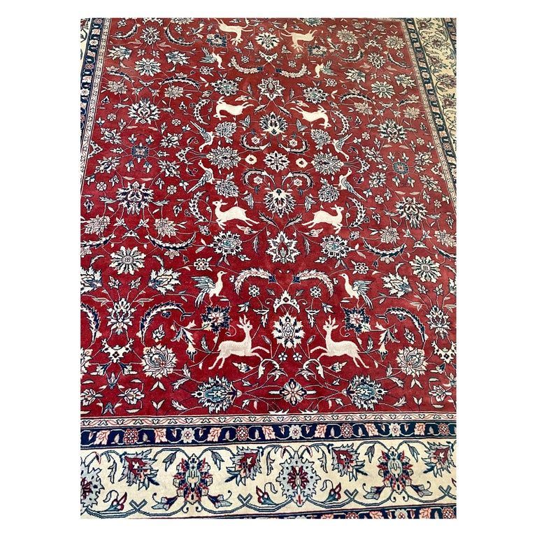 Grand tapis persan ancien en pure laine