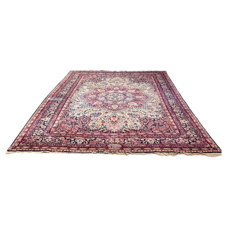 Tapis persan Kirman vintage raffiné