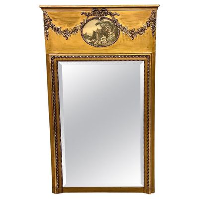 Miroir trumeau antique de style Louis XVI en bois doré