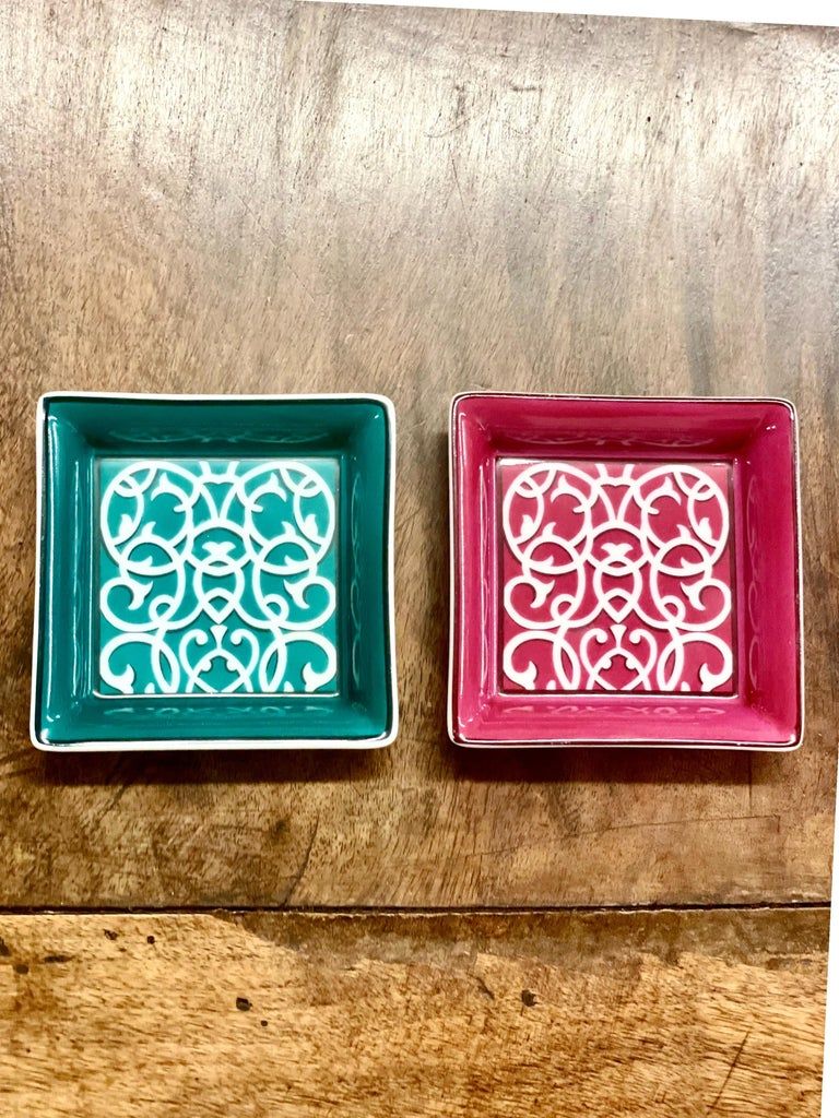 Hermès Paire de plateaux en porcelaine pour bijoux ou boutons de manchette
