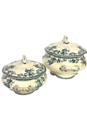 Paire de soupières en grès avec couvercle, par Hippolyte Boulenger