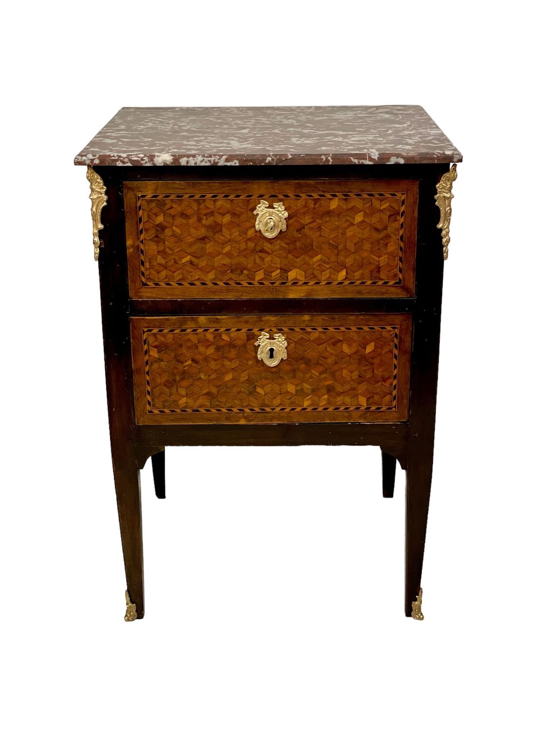 Commode en marqueterie de style Louis XVI du XVIIIe siècle